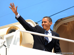 President Obama boards Air Force One on Sunday for the flight to Mexico.