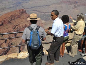 President Obama and his family visit the Grand Canyon in Arizona, a national park.