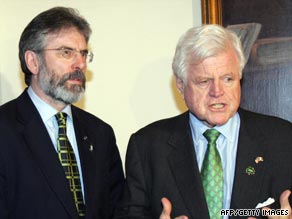 Senator Edward Kennedy, right, pictured with Northern Irish politician Gerry Adams in 1996