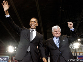 Sen. Ted Kennedy was an early supporter of Barack Obama's presidential campaign.