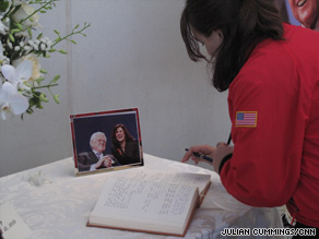 Mourners sign condolence books at the John F. Kennedy Presidential Library in Massachusetts.