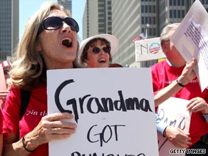 A protester takes part in an anti-health care reform rally August 14 in San Francisco, California.