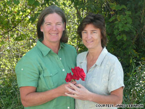 Janis LeBaron, left, and Stephanie Maheu make it official Tuesday as Vermont recognizes same-sex marriages.