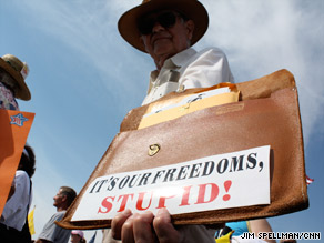 Some demonstrators are calling for universal health care in the United States.