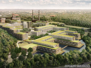 Rendering of future Coast Guard headquarters, with green roof designed to capture and reuse water.