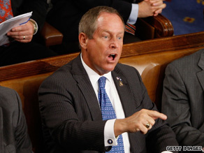 Joe Wilson shouts at U.S. President Barack Obama during his speech Wednesday about healthcare reform.