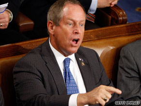 Rep. Joe Wilson, R-South Carolina, shouts "You lie!" during President Obama's speech Wednesday night.