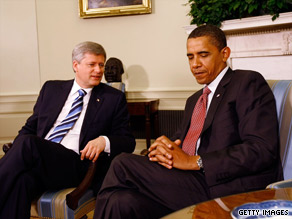 Canadian Prime Minister Stephen Harper, left, and President Obama meet in Washington on Wednesday.