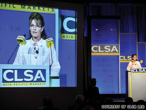 Sarah Palin's speech at CLSA Investors' Forum appeared to be largely well received.