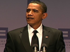 President Obama speaks Saturday night at the Human Rights Campaign  dinner in Washington.