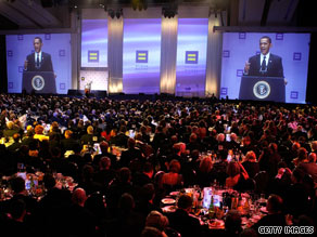 President Obama speaks to a major gay-rights group Saturday night in Washington.