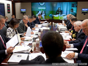 President Obama and his national security team meet in the White House Situation Room.