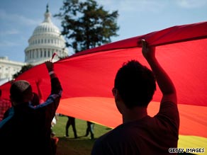 Gay rights activists march in Washington DC.