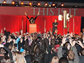 Fans clamor in London as Michael Jackson announces his return to performing.