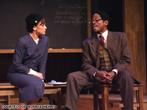 Jasmine Guy and co-star TC Carson in a scene from the play "Miss Evers' Boys."