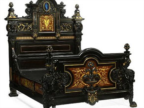 An American Renaissance gilt, carved, inlaid and ebonized bed is expected to go for $500,000.