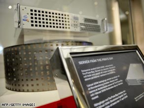 A Pirate Bay server, confiscated by police last year, on display in Stockholm's Technical Museum.