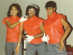 The Due sisters -- Johnita, left, Tananarive, center and Lydia -- prepare for a Jackson concert in 1984.