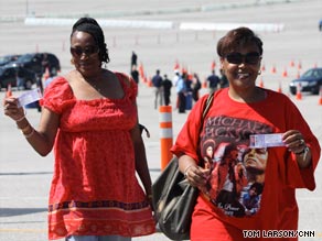 Tickets for the Michael Jackson memorial tribute were handed out on Monday in Los Angeles, California.