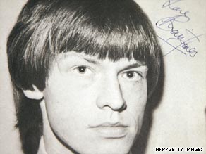 An autographed photo of Rolling Stones founder Brian Jones who was found dead in July 1969