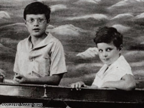 Larry, left, at age 10 with his younger brother, Marty, shortly after their father died.