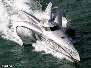 For sale: The green powerboat Earthrace is on the market for $1.5 million.