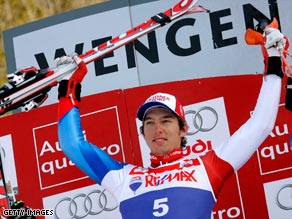 Janka provided early cheer for the Swiss spectators at Wengen.