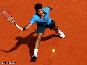 Roger Federer on his way to a first-round victory in Paris