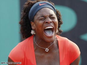 Williams cannot hide her relief after finally securing victory over Klara Zakopalova at Roland Garros.