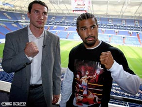 Briton Haye, right, has withdrawn from their his clash with Klitschko after suffering an injury in training.