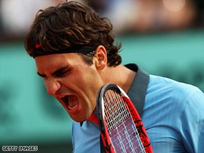 Federer releases his emotions at Roland Garros after reaching a 20th straight grand slam semifinal.