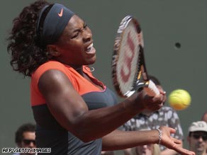 Serena shows the pain as she slumps to French Open quarterfinal defeat against her Russian rival.