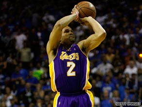 Derek Fisher's two late three-pointer helped give the Lakers a 3-1 advantage in the NBA finals.