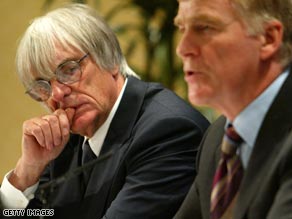 Bernie Ecclestone (left) Max Mosley (right).