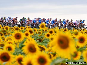 Alberto Contador on his way to the start of the day's stage.