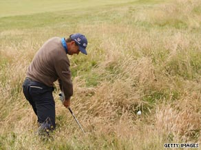 Rough week. Harrington hits out of the long stuff at Turnberry on Saturday.