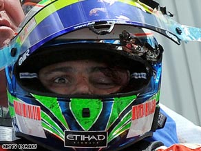 Felipe Massa after the crash at the Hungaroring.