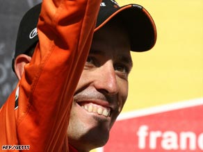 Astarloza was all smiles after winning the mountainous 16th stage of the Tour de France.