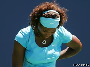World No. 2 Serena Williams is downcast after missing a point during her shock defeat by Samantha Stosur.