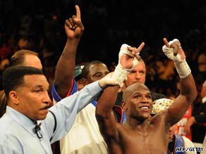 Mayweather weighed in four pounds heavier than Marquez and it showed in the bout.