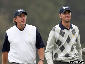 Phil Mickelson (left) and Sean O'Hair were unbeaten in both their match as the United States closed on victory.