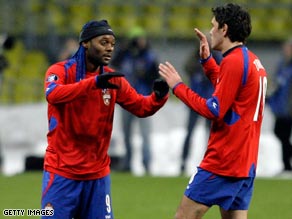 Vagner Love (left) and Yuri Zhirkov combined to send Aston Villa spinning out of the UEFA Cup.