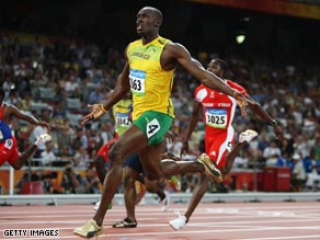 Bolt left his rivals traiing in winning 100 meters gold in Beijing in a world record time.