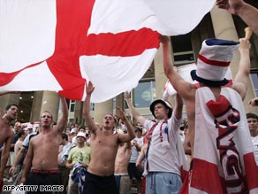 England fans celebrate following victory against Ecuador at the 2006 World Cup finals.