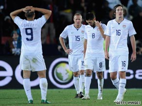 The U.S. players cut dejected figures after their Confederations Cup final defeat to Brazil