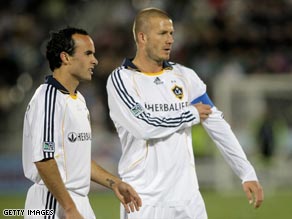 Landon Donovan, left, is unhappy with David Beckham's contribution at LA Galaxy.