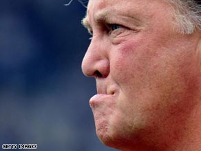 Louis van Gaal shows his concern as his side battled to a 1-1 draw at Hoffenheim.