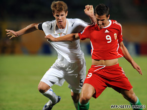 Krisztian Nemeth (right) scored two goals in extra time to see Hungary through in a dramatic quaterfinal.