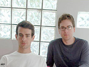 Biz Stone and Jack Dorsey co-founders of San Francisco-based Obvious, the startup behind Twitter.