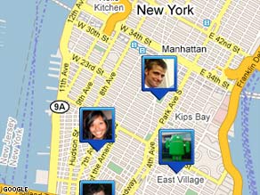 With Google's new Latitude software, cell phone users can share their locations with others.